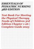 Test Bank For Meeting the Physical Therapy Needs of Children 3rd Edition Chapter 1-26 | Complete Guide 2023