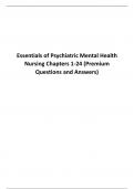 Essentials of Psychiatric Mental Health Nursing Chapters 1-24 (Premium Questions and Answers).