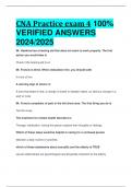 CNA Practice exam 4 100%  VERIFIED ANSWERS  2024/2025