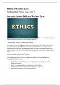 Fundamentals Patient Care (NR-226) Edapt Unit 2 Ethics of Patient care