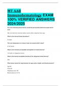 MT AAB Immunohematology EXAM  100% VERIFIED ANSWERS  2024/2025