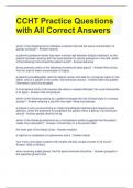 CCHT Practice Questions with All Correct Answers 