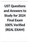 UST Questions and Answers to Study for 2024 Final Exam 100% Verified (REAL EXAM)
