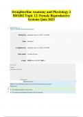 Straighterline Anatomy and Physiology 2 BIO202 Topic 12: Female Reproductive Systems Quiz 2023 | with complete solutions 