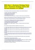 BSG Quiz 1, Business Strategy Game Quiz 1, Business Strategy Game with Correct Answers- A+ Graded