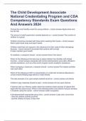 The Child Development Associate National Credentialing Program and CDA Competency Standards Exam Questions And Answers 2024