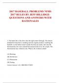 2017 BASEBALL PROBLEMS NFHS  2017 RULES BY JEFF HILLIDGEQUESTIONS AND ANSWERS WITH  RATIONALES