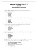General Biology I (Bio 111)Exam 3 Questions and Answers.