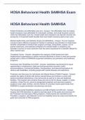 HOSA Behavioral Health SAMHSA Exam Questions and Answers 