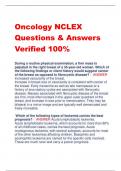 Oncology NCLEX Questions & Answers Verified 100%