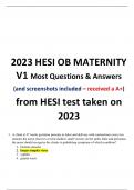 2023 HESI OB Maternity Version 1 (V1) Exit Exam (All 55 Qs) TB w/Pics Included!! A+