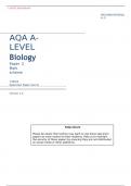 AQA A-LEVEL Biology Paper 2 Mark scheme