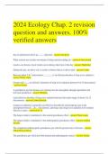 2024 Ecology Chap. 2 revision question and answers. 100% verified answers