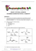 Grade 12 Physical Science (PS) (Chemistry) November Paper 2 and Memo - 2023