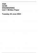 AQA GCSE ENGINEERING Unit 1 Written Paper  Tuesday 20 June 2023 