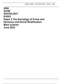 AQA GCSE SOCIOLOGY 8192/2 Paper 2 The Sociology of Crime and Deviance and Social Stratification Mark scheme June 2023 