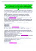 Clinical Nurse Leader (CNL) Certification Review 200 Questions - King & Gerard Latest Update Questions and Verified Correct Answers Graded A+