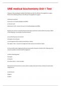 UNE medical biochemistry Unit 1 Test All Possible Questions and Answers with complete solution