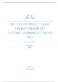 BIOD 151 Module 1 Exam Review Answer Key (Portage learning)UPDATED 2023