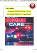 TEST BANK For Paramedic Care - Principles and Practice, 6th Edition, Volume 1 - 5 by Bledsoe, Verified Chapters, Complete Newest Version