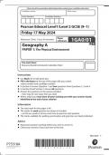 GCSE EDEXCEL May 2024 Geography A Paper 1