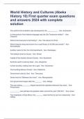 World History and Cultures (Abeka History 10) First quarter exam questions and answers 2024 with complete solution