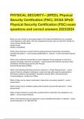 PHYSICAL SECURITY-- (SPED), Physical Security Certification (PSC), DCSA SPeD: Physical Security Certification (PSC) exam questions and correct answers 2023/2024