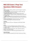 NSG 322 Exam 1 Prep Test Questions With Answers