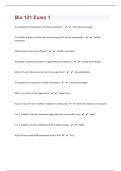 Bio 121 Exam 1|59 Questions with 100% Correct Answers | Updated | Guaranteed A+