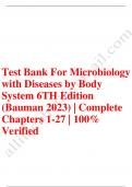 Test bank for microbiology with diseases by body system 6th edition bauman 2023 complete chapters 1_27 100 verified Latest Update 2023-2024