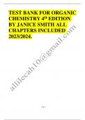 Test bank of organic chemistry 4th editin by janice smith Latest Update 2023-2024