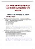 Test bank Social Psychology and Human Nature Brief 4th Edition   Chapter 1: The Mission and the Method