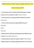 EMR Final Exam Study Guide Complete Questions And Answers 2023