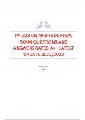 PN 223 OB AND PEDS FINAL  EXAM QUESTIONS AND  ANSWERS RATED A+ LATEST  UPDATE 2022/202