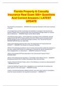 Florida Property & Casualty  Insurance Real Exam 500+ Questions  And Correct Answers | LATEST  UPDATE