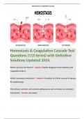Hemostasis & Coagulation Cascade Test Questions (113 terms) with Definitive Solutions Updated 2024. 