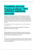 Probability and stats Practice problems 100% VERIFIED ANSWERS  2024/2025