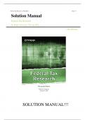 Solution Manual For Federal Tax Research 13th Edition by Roby Sawyers, Steven Gill||ISBN NO:10,0357988418||ISBN NO:13,978-0357988411||All Chapters||Complete Guide A+