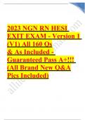 Ngn rn hesi exit exam version 1 v1 all 160 qs A+ graded Latest Update 2023-2024