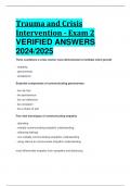 BEST ANSWERS Trauma and Crisis Intervention - Exam 2 VERIFIED ANSWERS  2024/2025