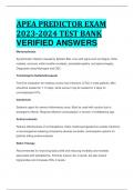 BEST ANSWERS APEA PREDICTOR EXAM 2023-2024 TEST BANK VERIFIED ANSWERS