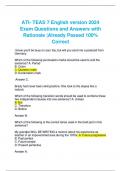 ATI- TEAS 7 English version 2024 Exam Questions and Answers with Rationale |Already Passed 100% Correct