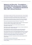 Network and Security - Foundations - D315 WGU (Pre-Assessment: Network and Security – Foundations) Questions With 100% Solved Solutions.