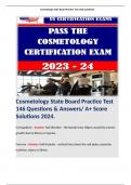 Cosmetology State Board Practice Test 146 Questions & Answers/ A+ Score Solutions 2024.  Terms like; Corrugations - Answer: Nail disorder - Horizontal wavy ridges caused by uneven growth due to illness or injuries.