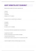 ASCP Hematology Exam-MLT 66 Questions with 100% Correct Answers | Updated | Guaranteed A+