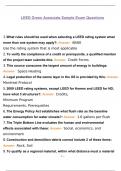 LEED Green Associate Sample Exam Questions and Answers 2024 | VERIFIED COMPLETLY| GRADED A+