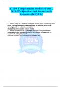 ATI PN Comprehensive Predictor Form C 2023-2024 Questions and Answers with Rationales (165Q&As) 1 A nurse is caring for a client who has bipolar disorder and is experiencing acute mania. The nurse obtained a verbal prescription for restraints. Which of th