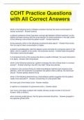 CCHT Practice Questions with All Correct Answers