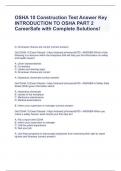 OSHA 10 Construction Test Answer Key INTRODUCTION TO OSHA PART 2 CareerSafe with Complete Solutions!