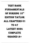 TEST BANK FUNDAMENTALS OF NURSING 10TH EDITION TAYLOR ALL CHAPTERS 01 TO 47 LATEST 2024 ||COMPLETE GRADED A+||